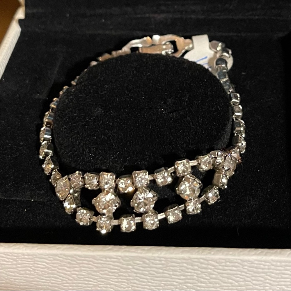 Three vintage 1950s bracelets. Bridal or prom vibe